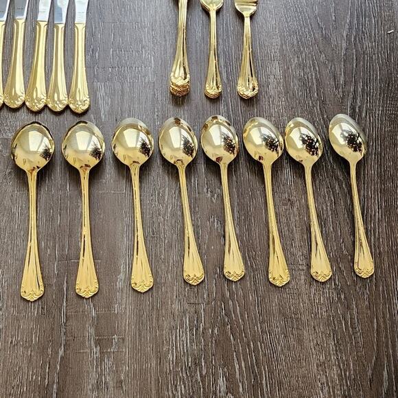 Hampton Silversmiths Versailles 235 Flatware 24kt Gold Plated lot of 48 pieces‎ - Picture 3 of 15